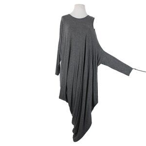 Vyda Victoria Sz OS Gray Cold Shoulder Asymmetrical Modal Spandex Dress